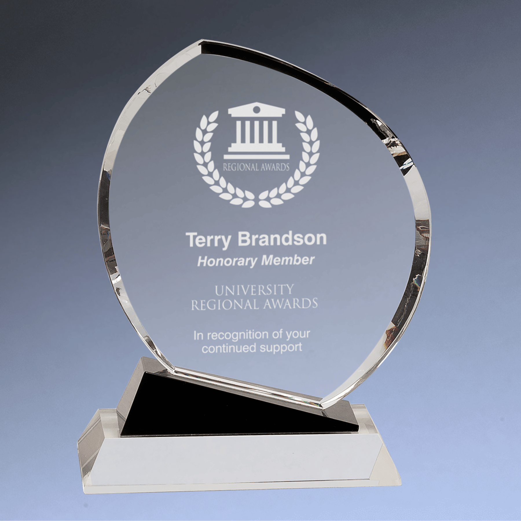 Crystal Oblong Award with Black Decorative Accents and Clear Base