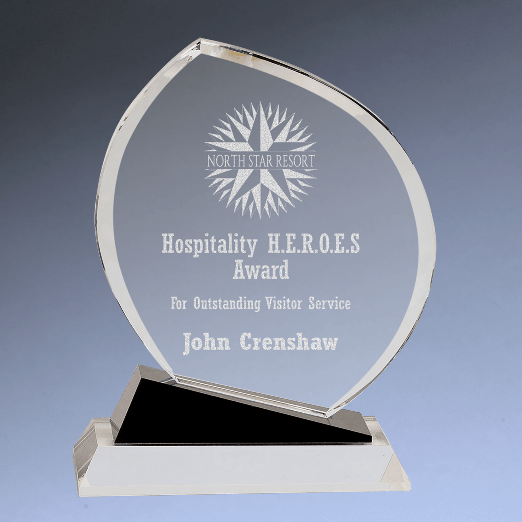 Crystal Oblong Award with Black Decorative Accents and Clear Base
