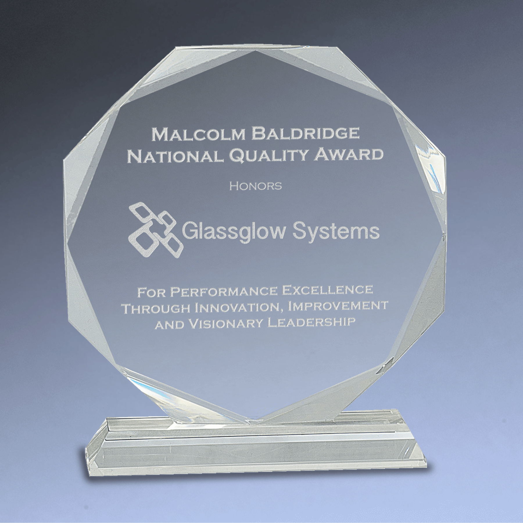 Clear Crystal Octagon Award on Pedestal Base
