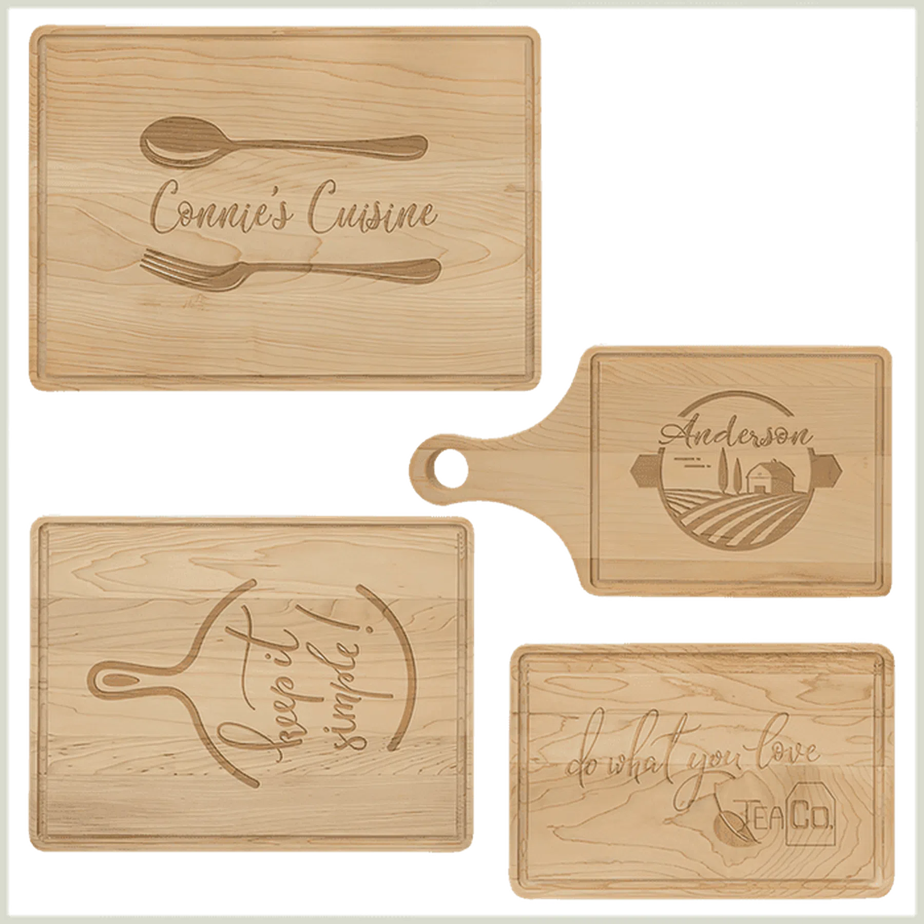 Maple Cutting Board with Drip Ring (Various Sizes)