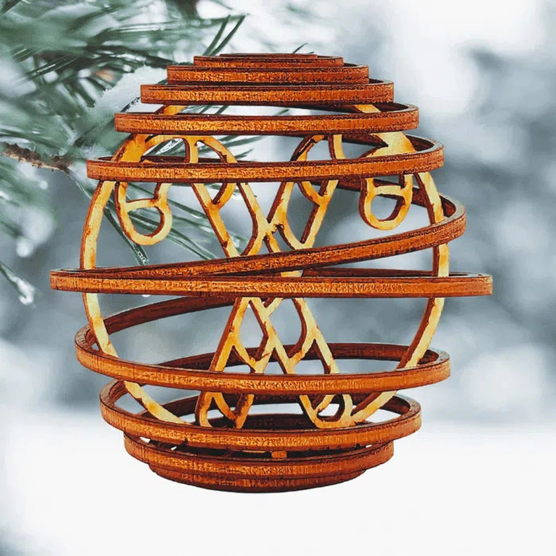 Natural Birch Hand-Made 3-D Spiral Ornaments