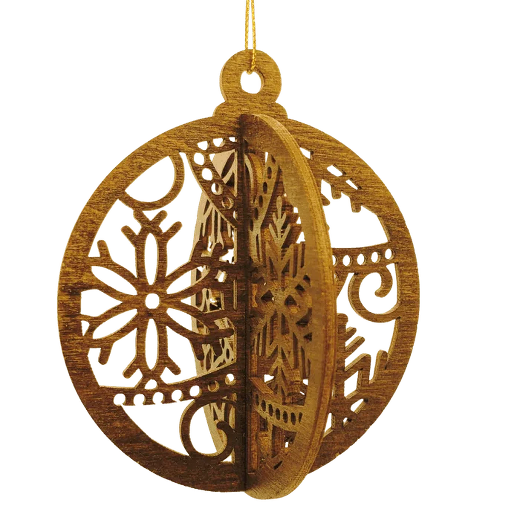 Natural Birch Interlocking 3-D Round Ornaments