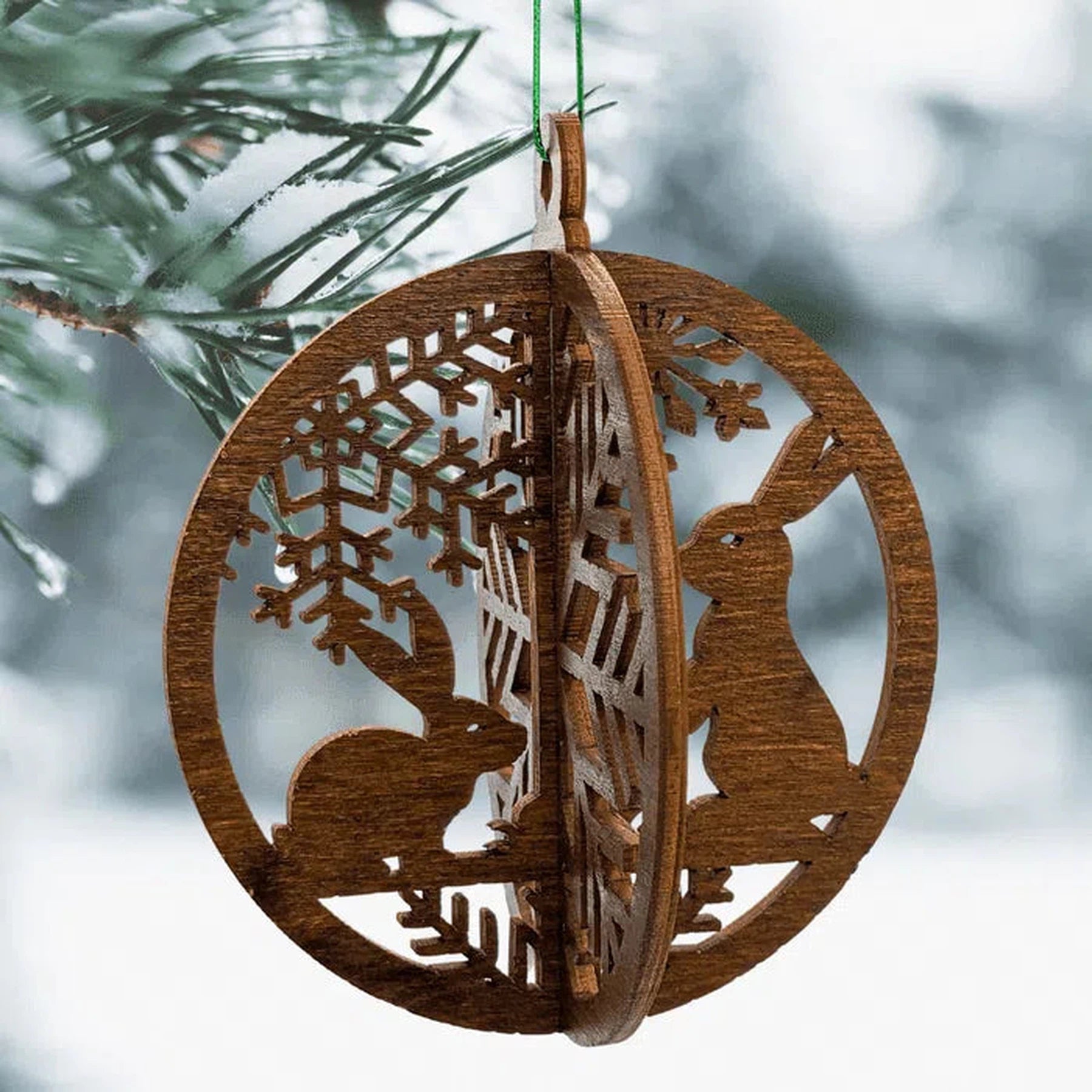 Natural Birch Interlocking 3-D Round Ornaments