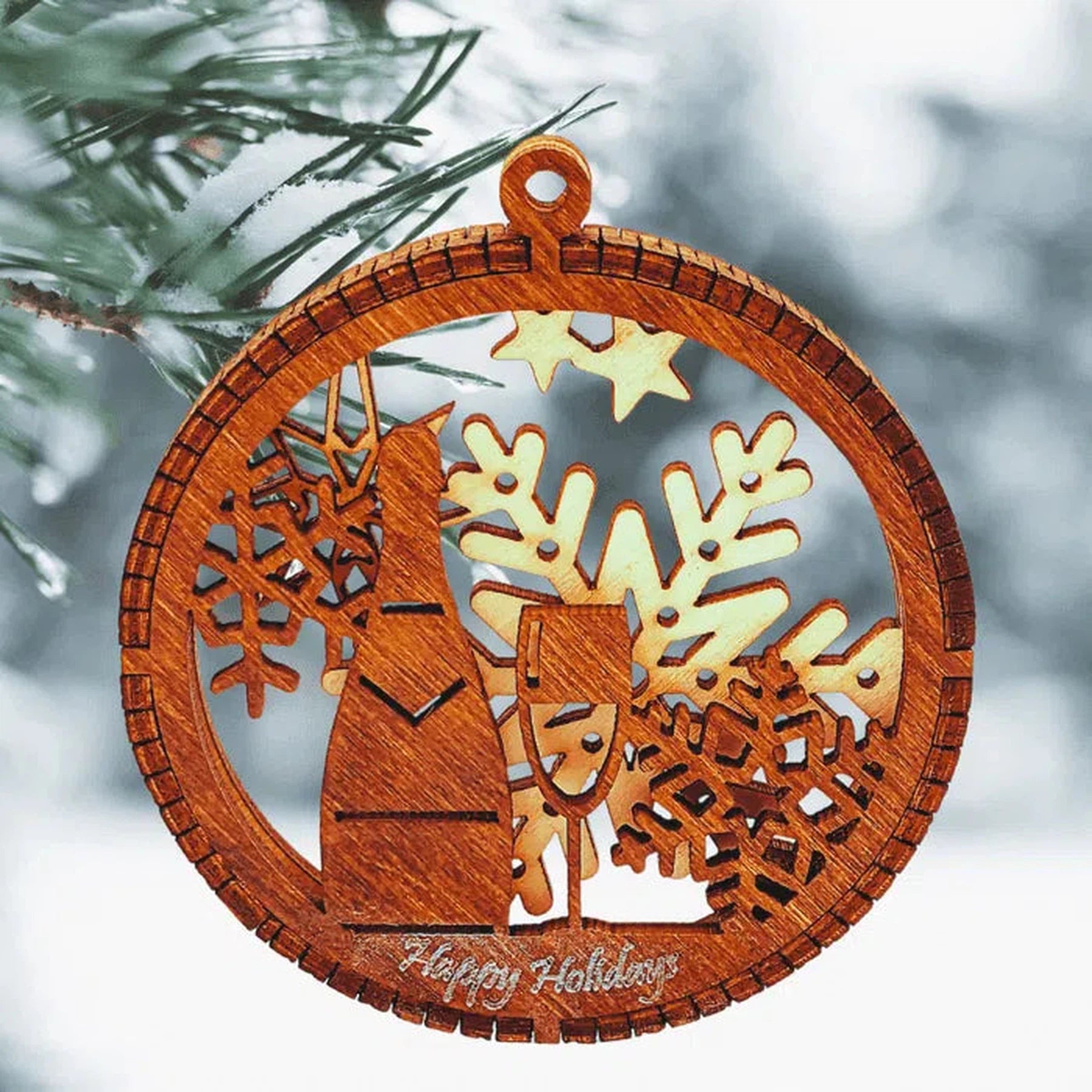 Natural Birch Wood Hand-Made Shadow Box Ornaments (Personalization Included)