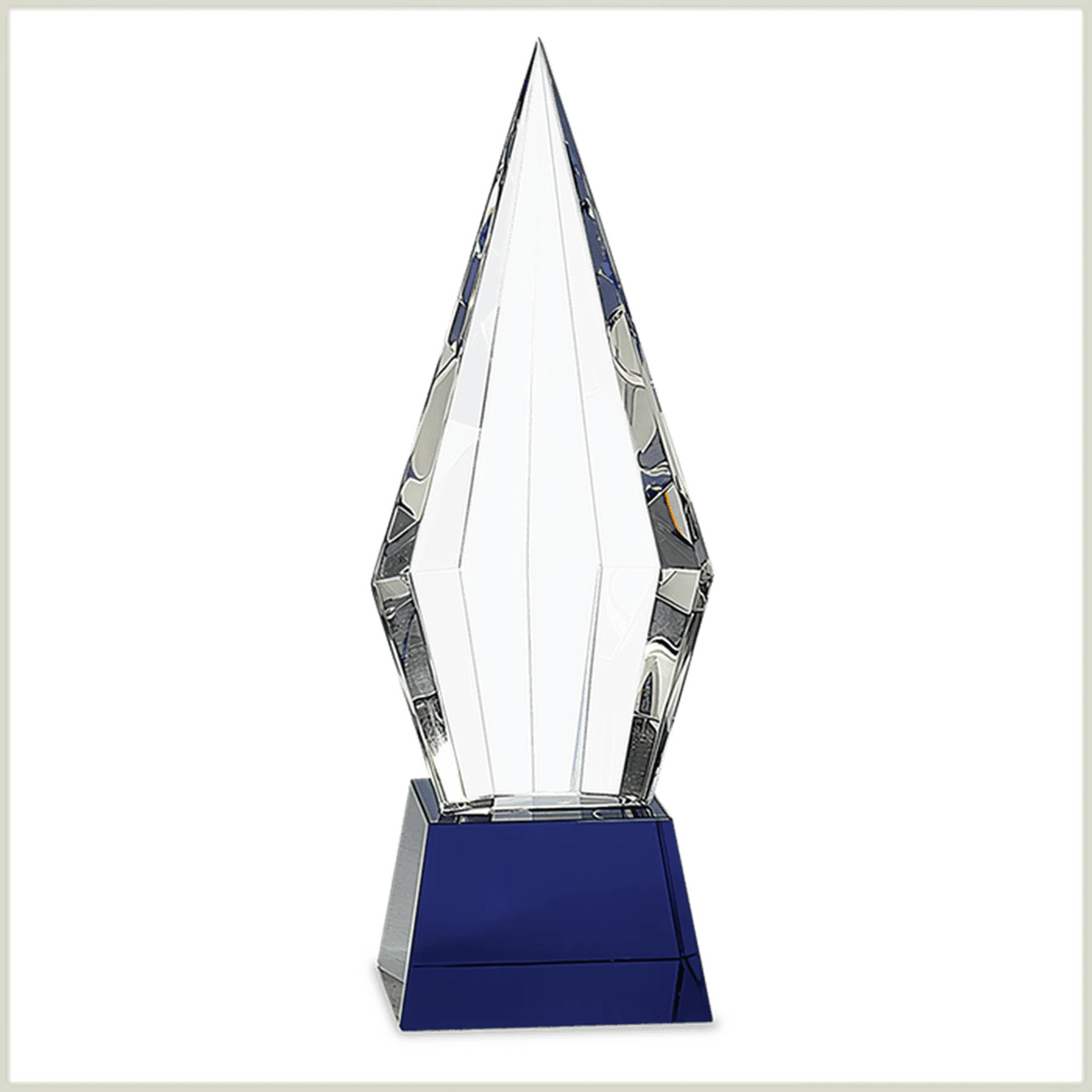 Obelisk Facet Crystal on Blue Pedestal Base