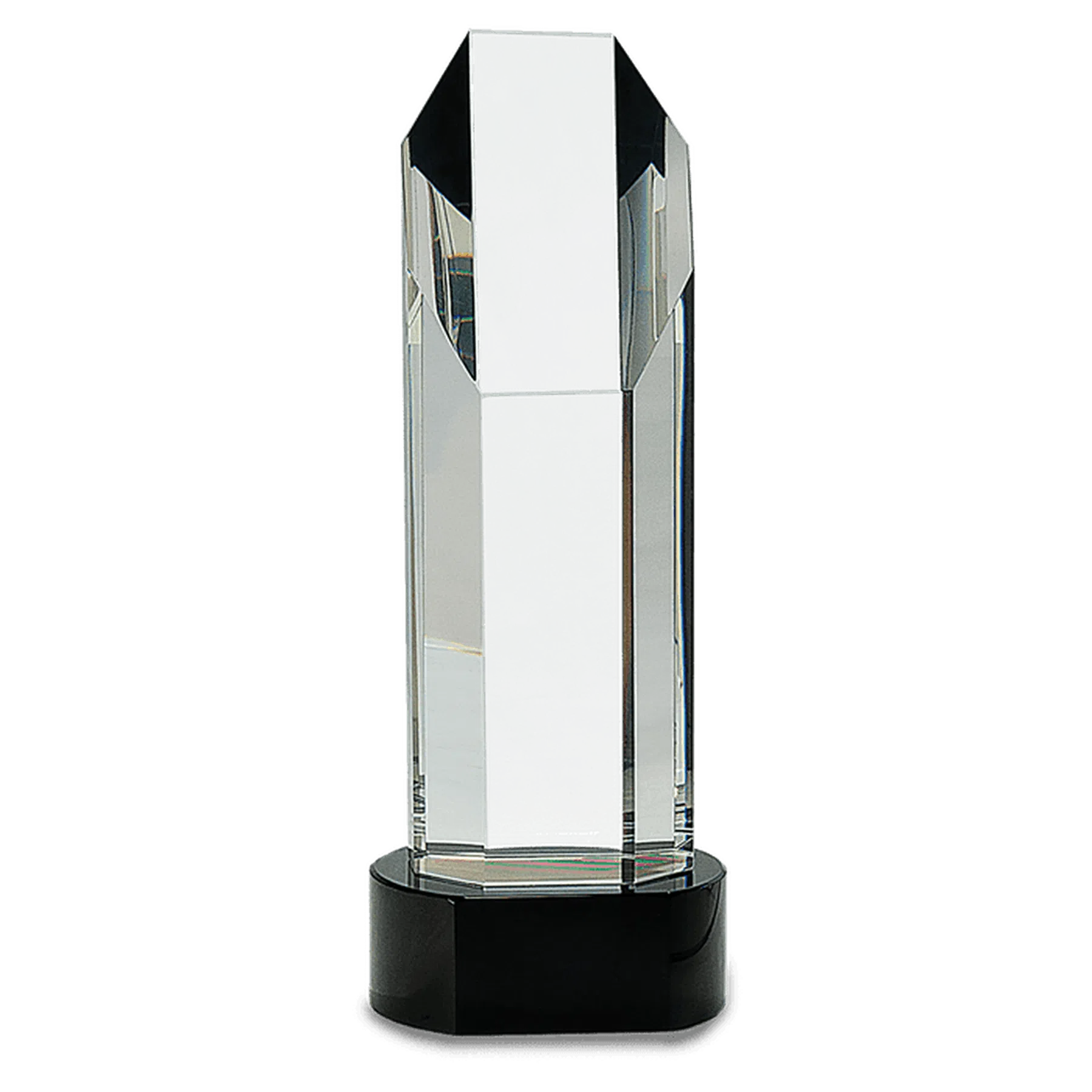 Octagon Slant-Top Crystal on Black Pedestal Base