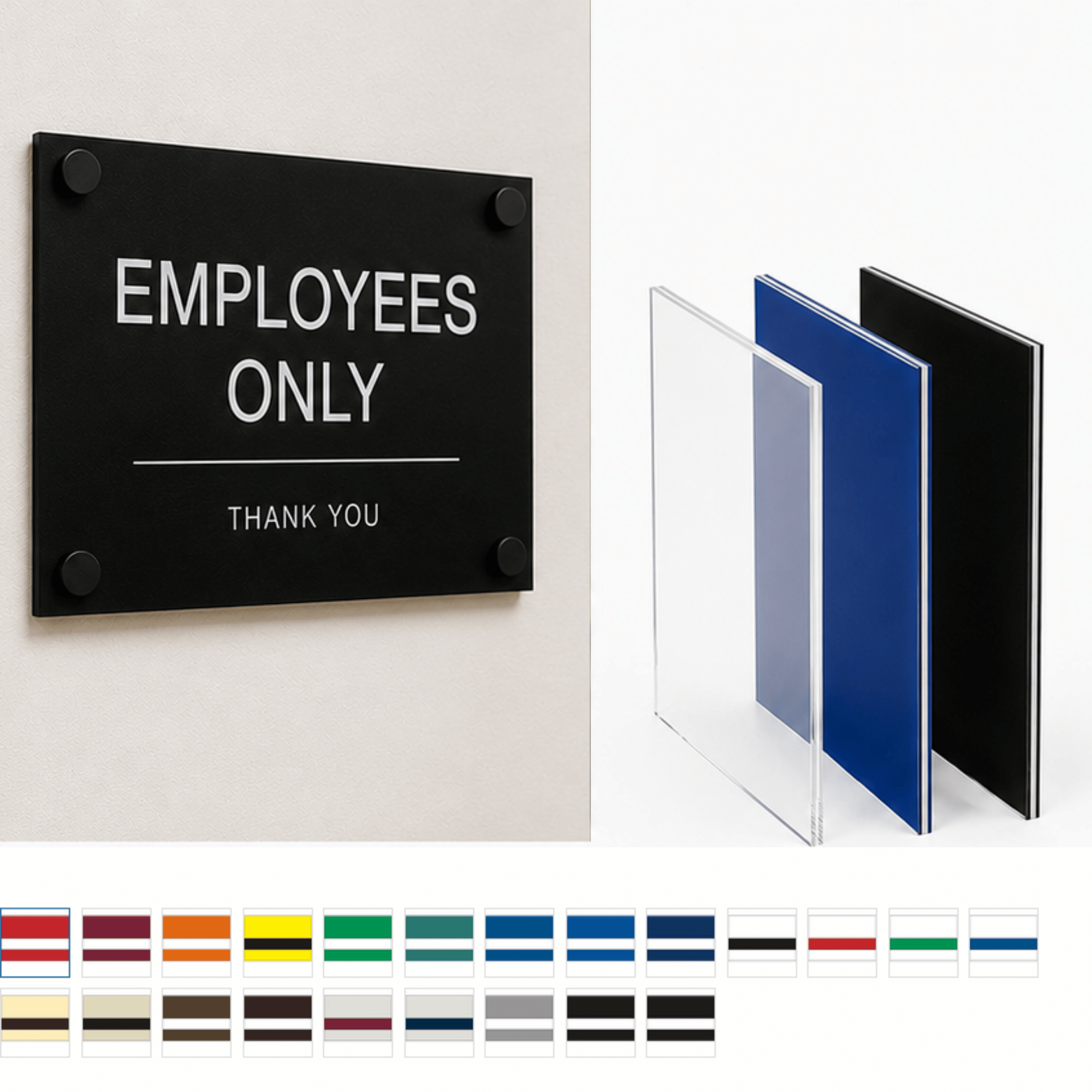 Interior acrylic, clear and solid colors in 2 or 3 ply and custom cut to size