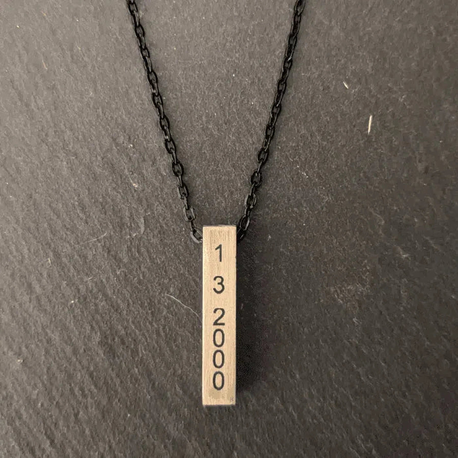 Personalized 3D Brass Necklace Rectangle (Gold or Black Chain)