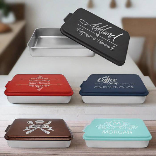 Personalized Aluminum Cake Pans with Powder Coated Lids