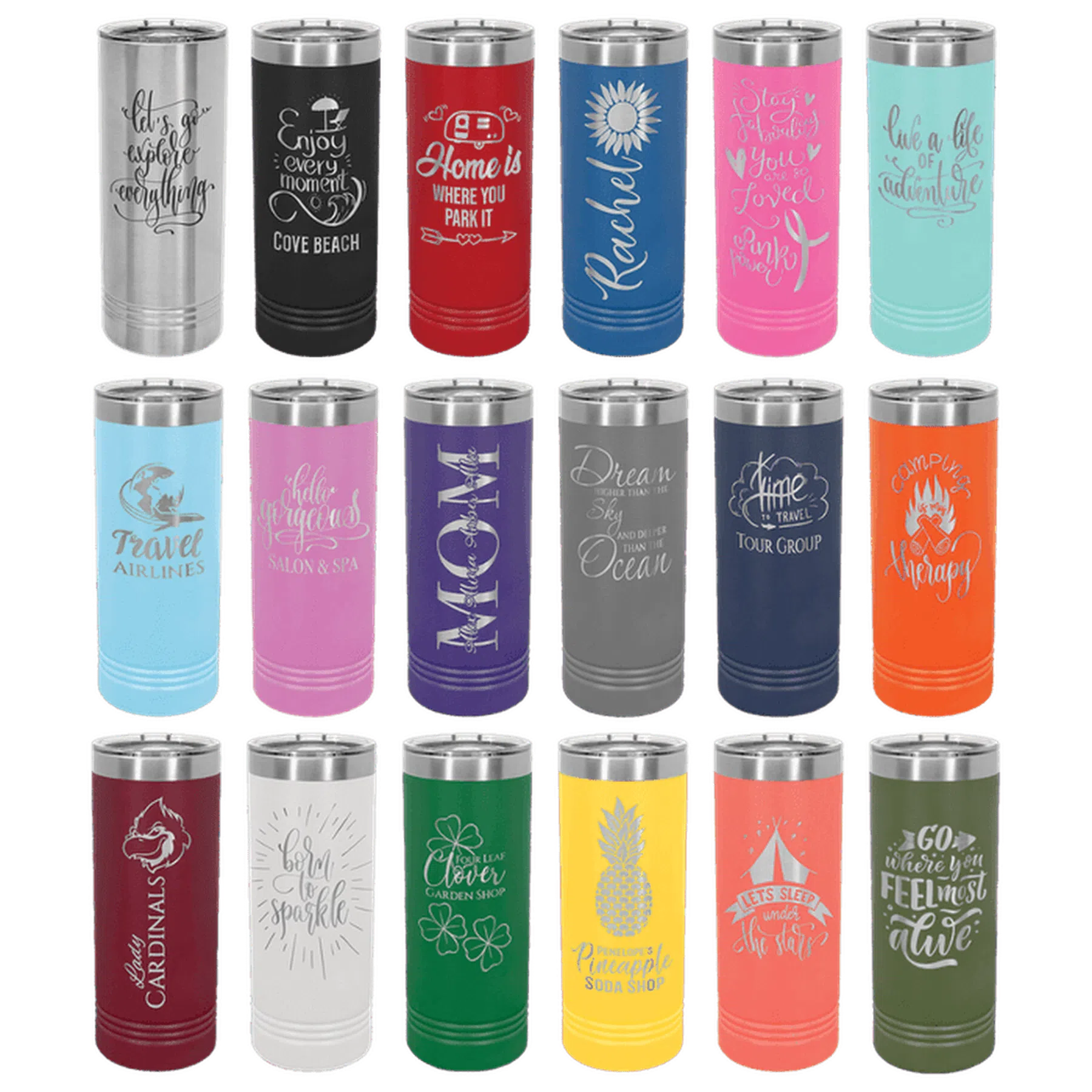 Personalized Skinny Tumbler with Slider Lid - Custom GIfts