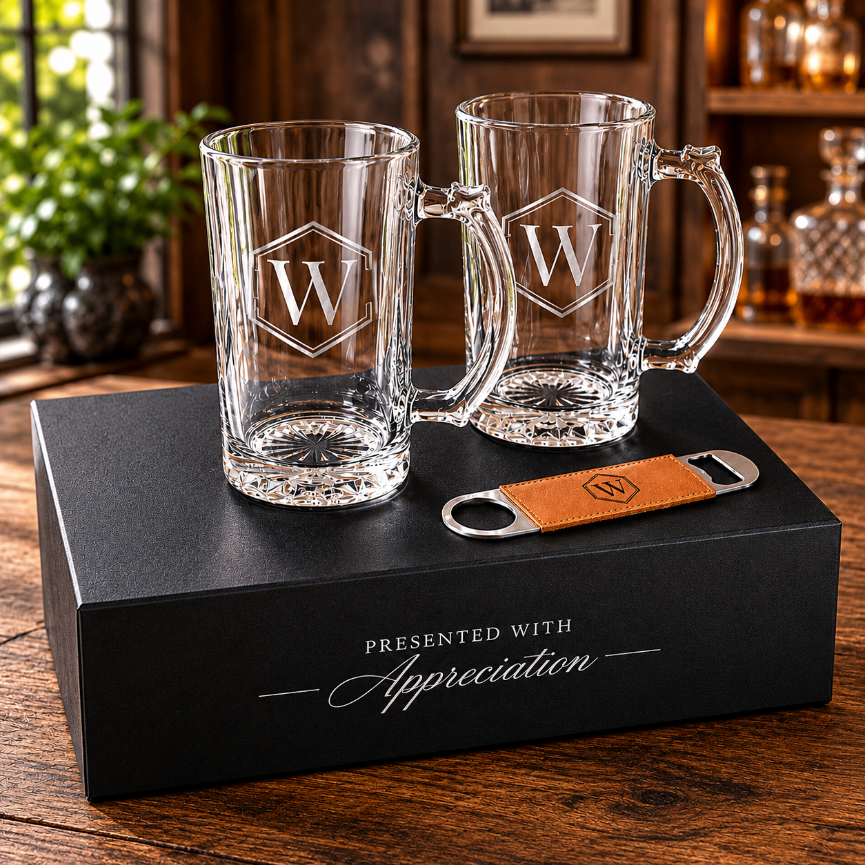 Personalized Beer Mug Gift Set with Custom Engraving