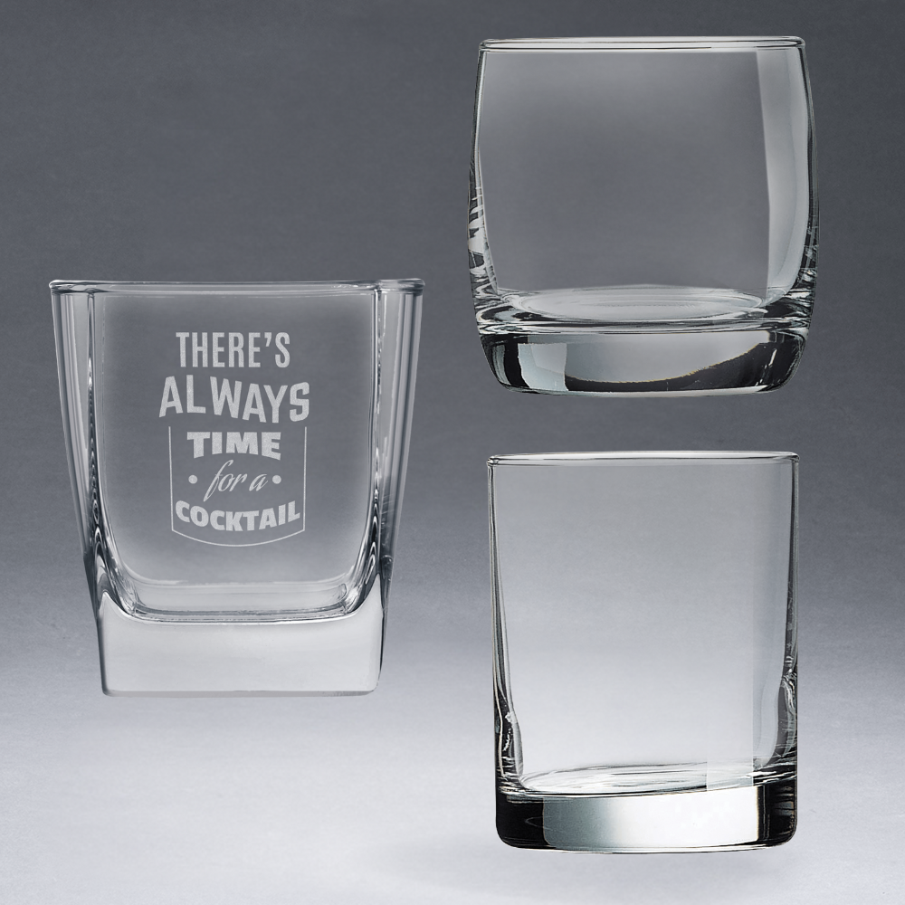 Personalized Whiskey Glass - On-the-Rocks Cocktail Glassware Classic / 10.5 oz. / Single Glass (Engraving Included)