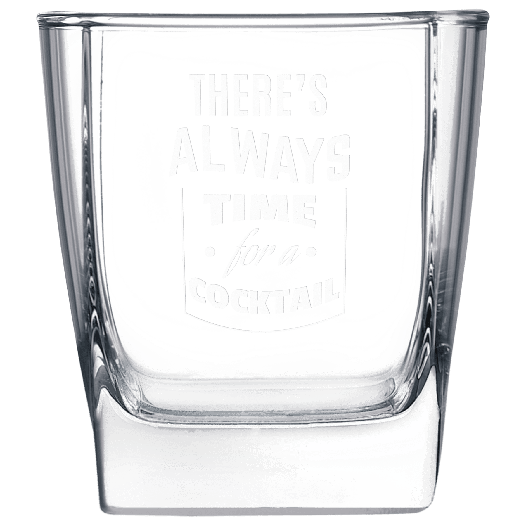 Personalized Whiskey Glass - On-the-Rocks Cocktail Glassware Square / 10.5 oz. / Single Glass (Engraving Included)
