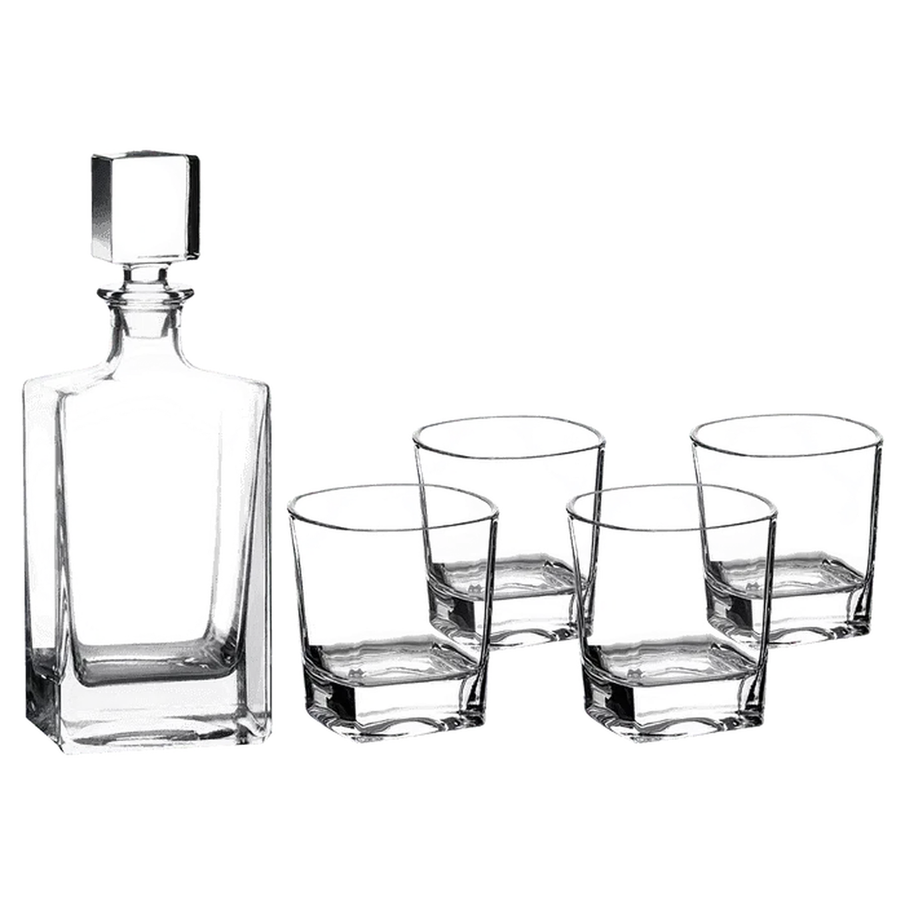 Rectangle Glass Decanter Set with Four Glasses and Gift Box