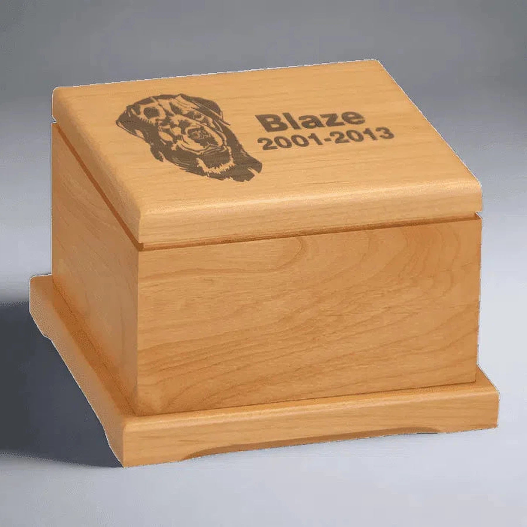 Red Alder Pet Urn with Personalized Lid (Two Sizes)