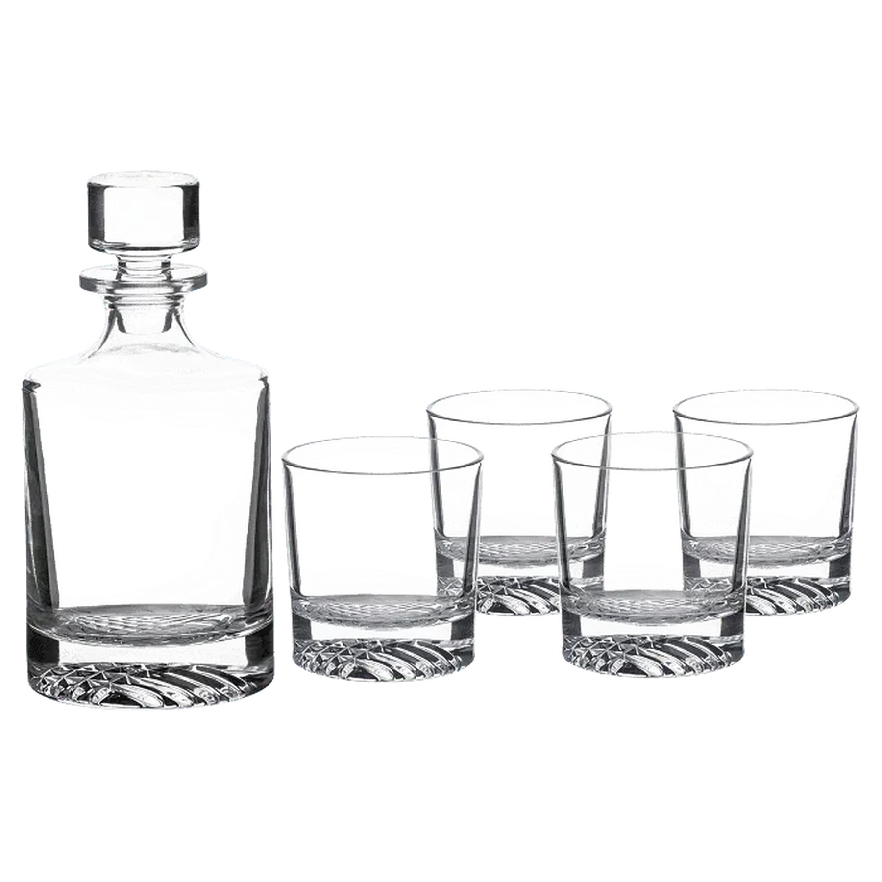Round Glass Decanter Set with Four Glasses and Gift Box