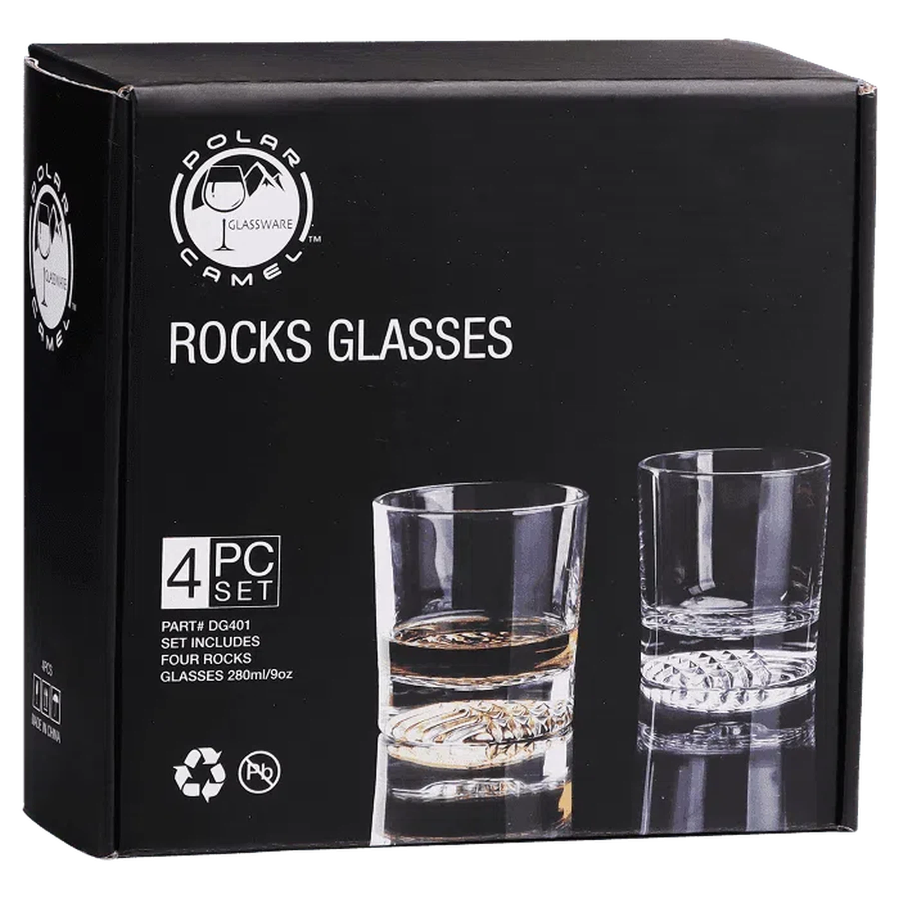 Set of Four 11 oz. Round Rocks Glasses in Gift Box