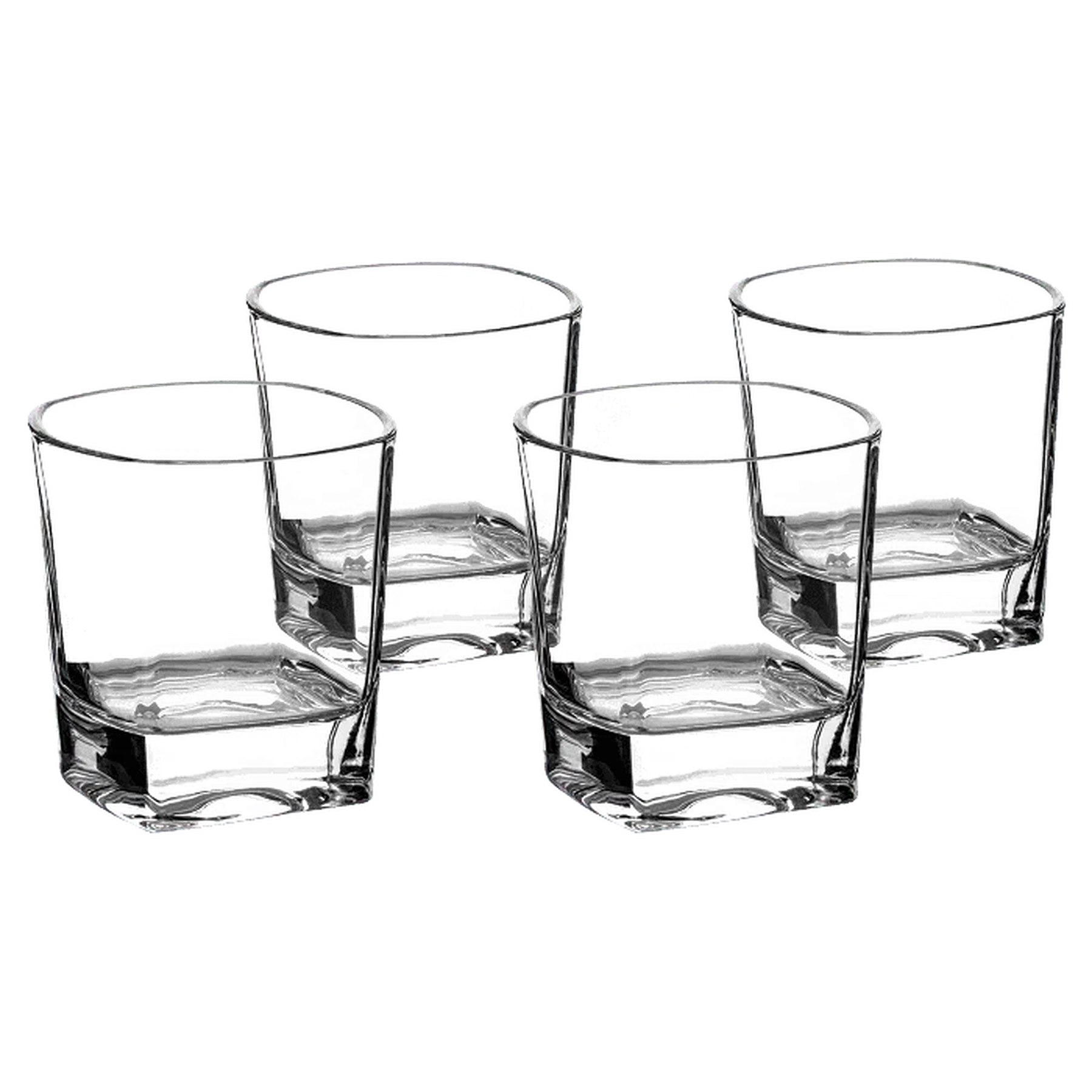 Set of Four 8 oz. Square Rocks Glasses in a Gift Box