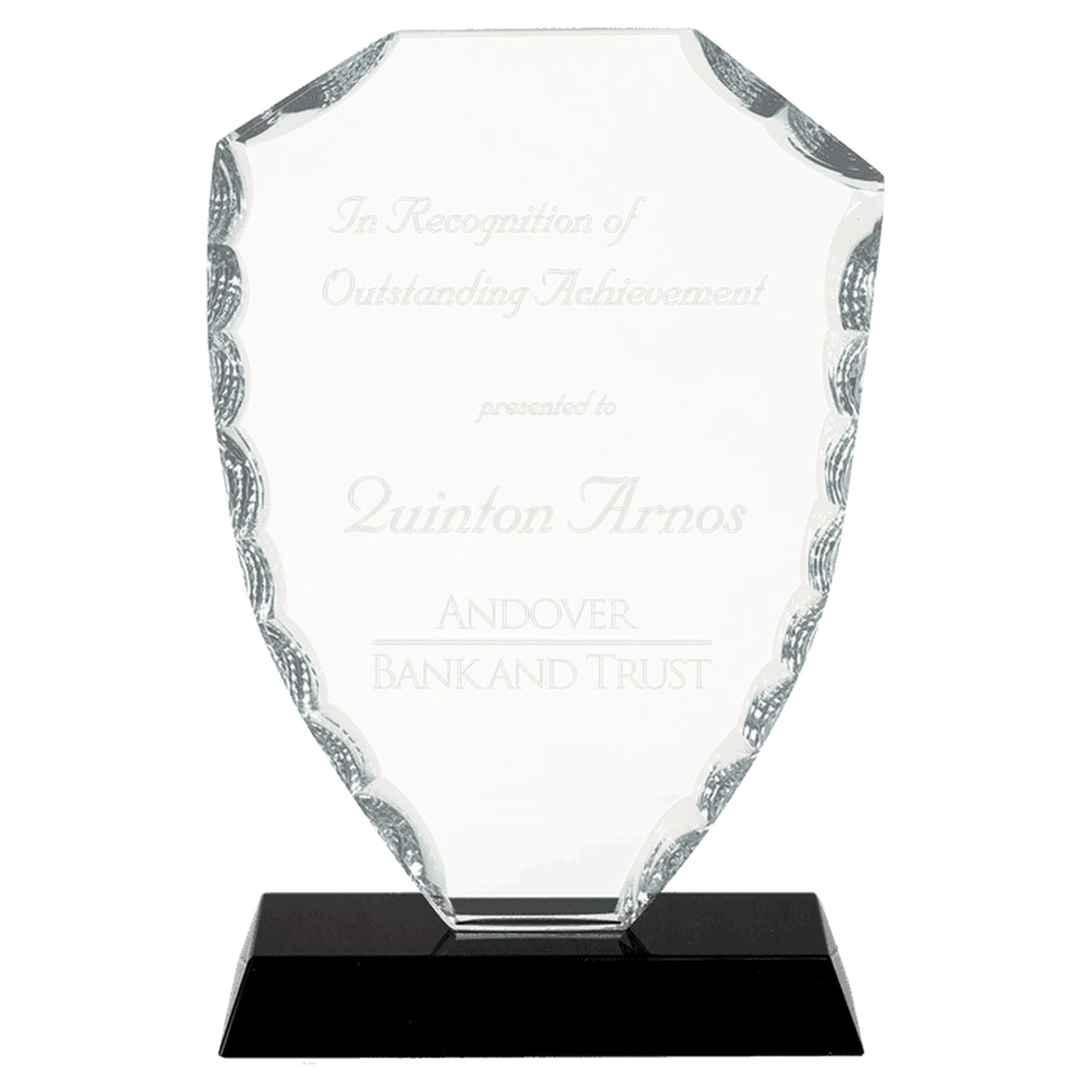 Shield Facet Glass on Black Base