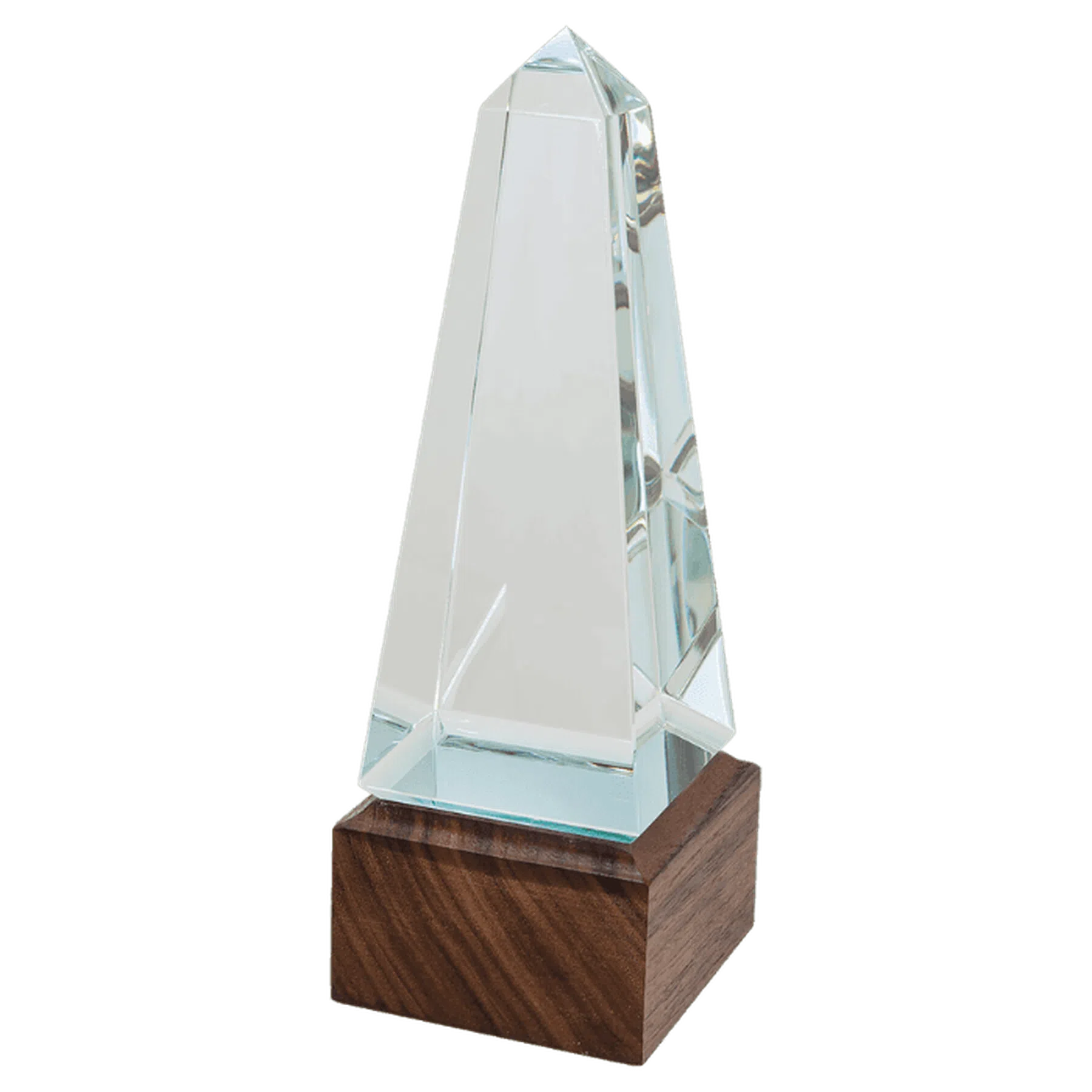 Sierra Glass Obelisk with Walnut Base