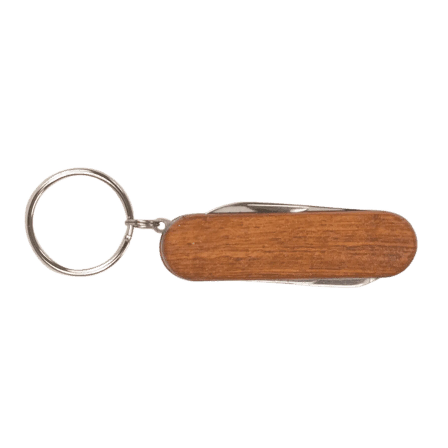 Small 2 1/4" Wooden 3-Function Pocket Knife with Keychain