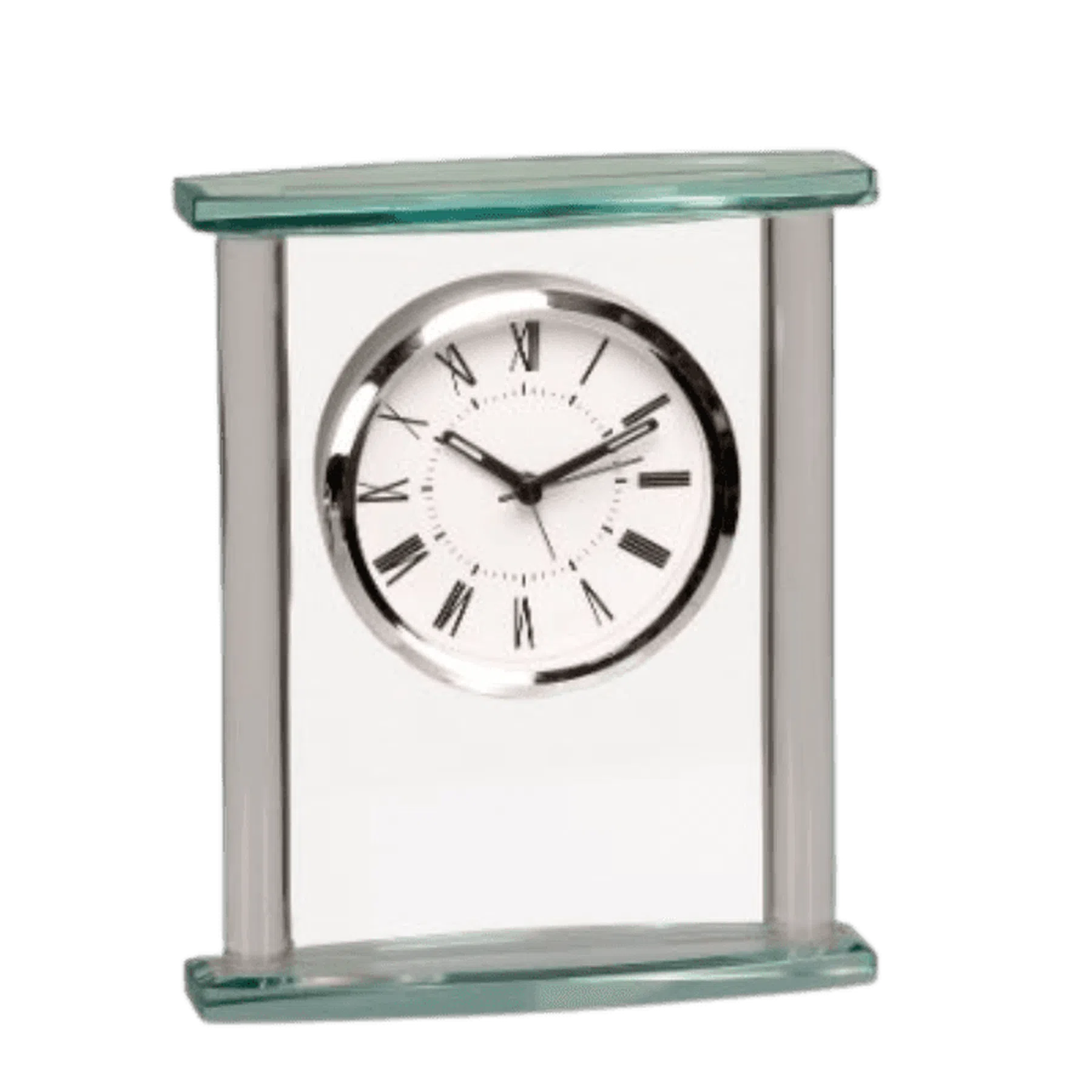 Square Glass Clock with Jade Top