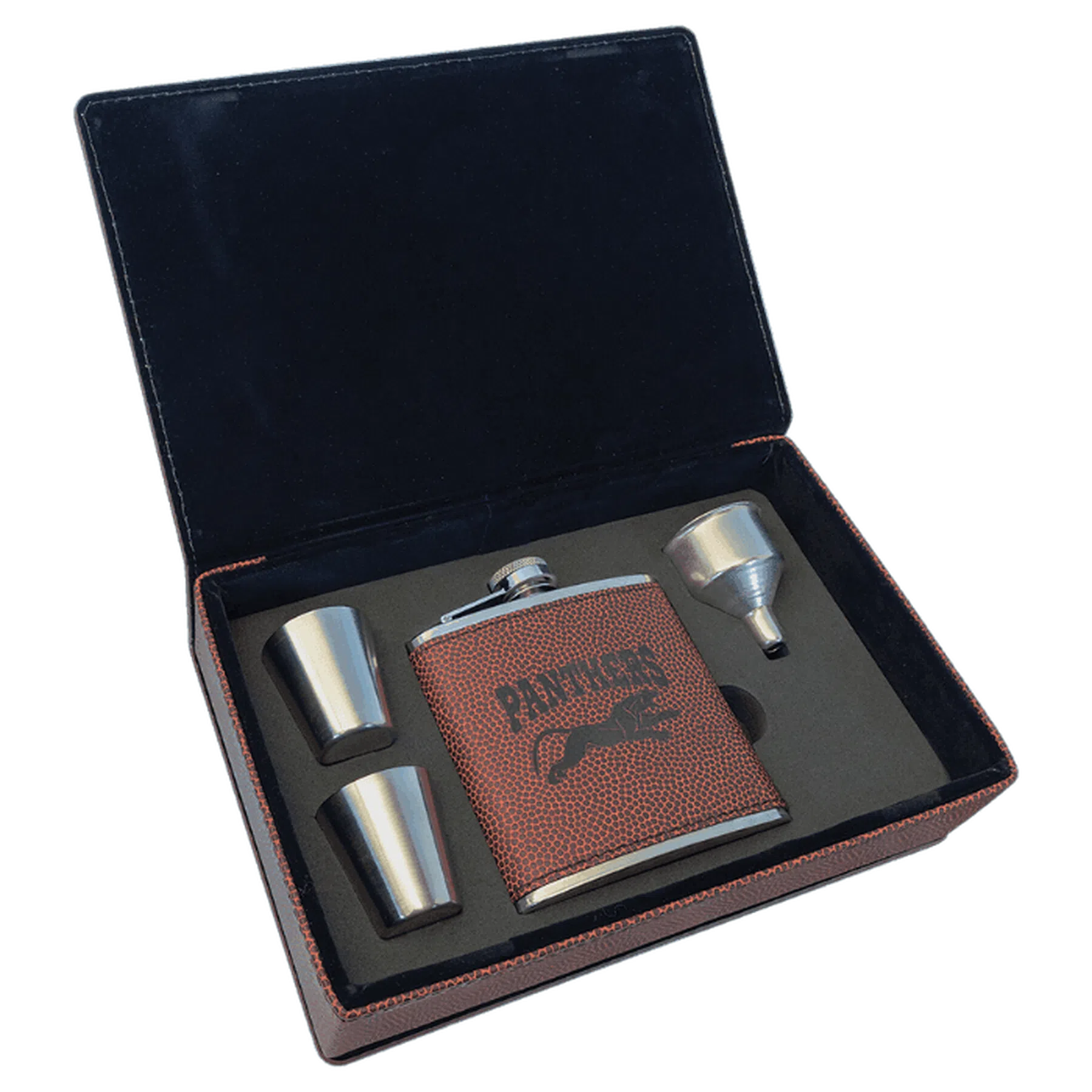 Stainless Steel Flask Gift Set in Leatherette Box (Various Colors)