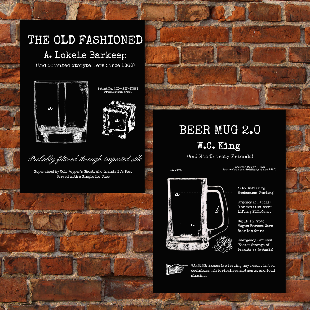 The Old Fashioned Cocktail Engraved Canvas Painting and Beer 2.0 Pair