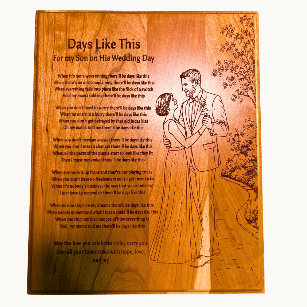 Custom Wood Wedding Plaque Mother and Son Dance Gift