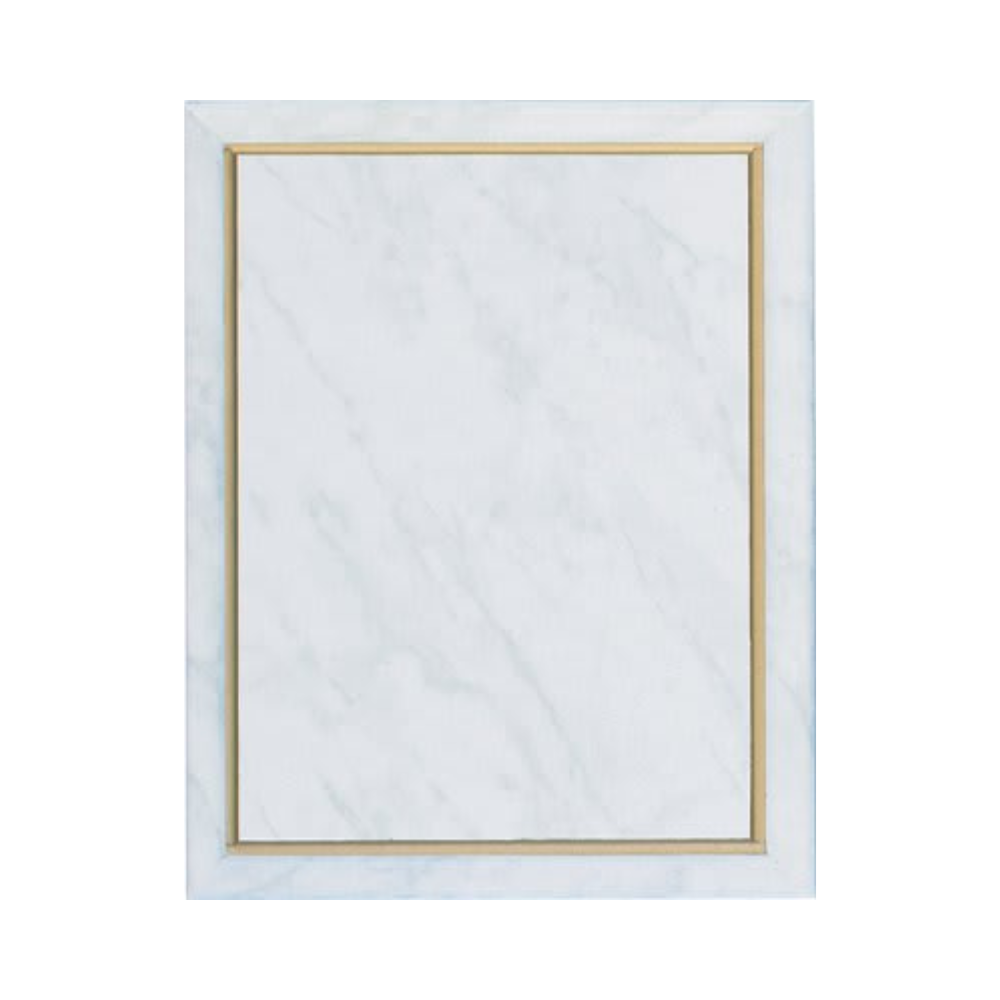 Marble Finish Plaque Boards | Add Plate or Frame for a Custom Award White Marble / Gold Cove Edge / 7" x 9"