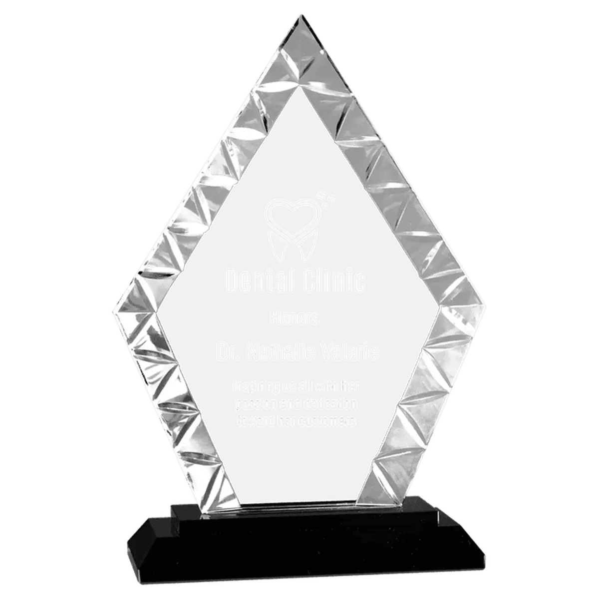 Accent Glass Awards in Fan, Flame, and Diamond Designs - Rectangle