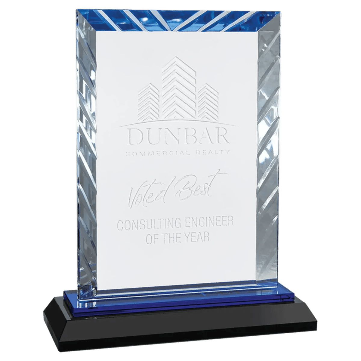 Accent Glass Awards in Fan, Flame, and Diamond Designs - Rectangle