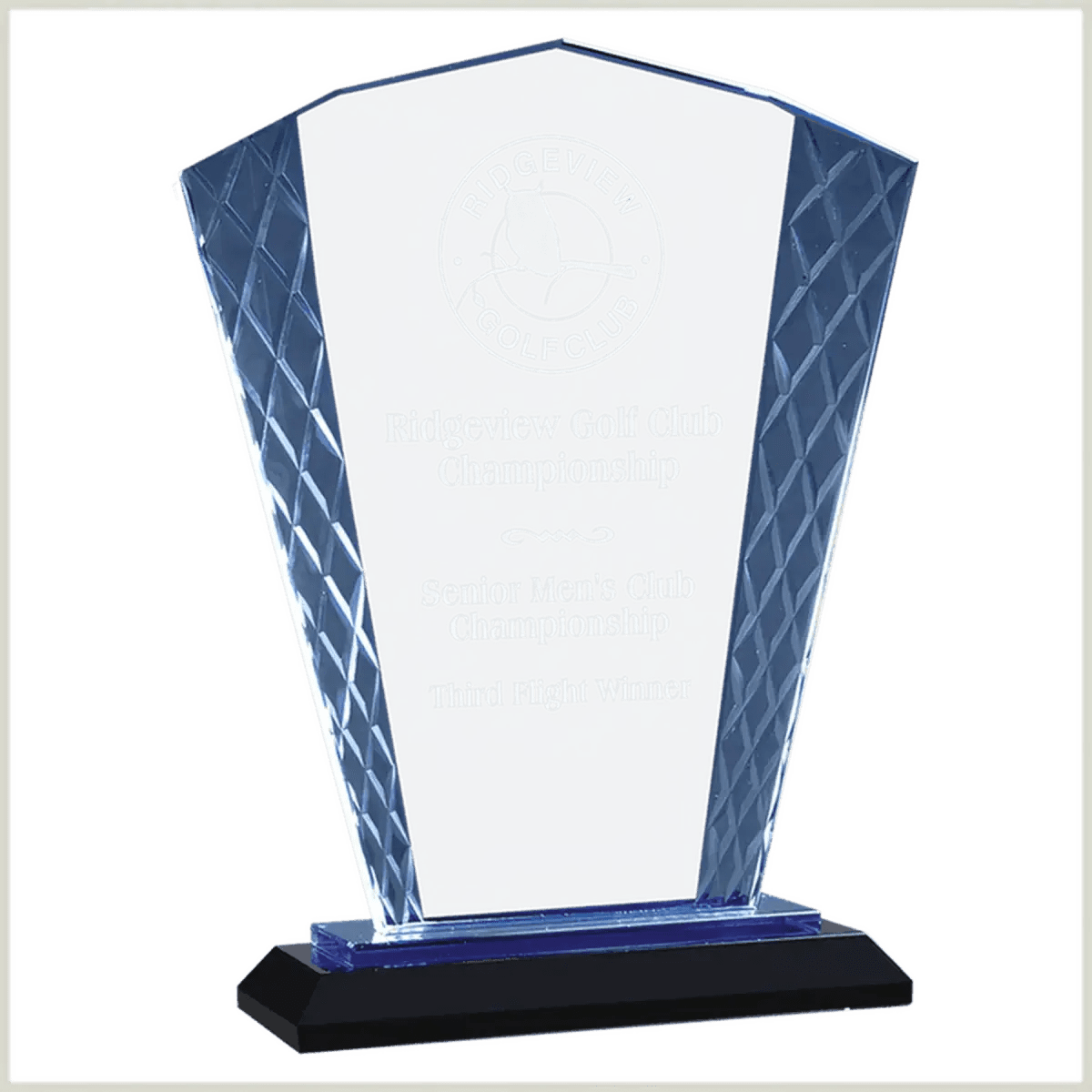 Accent Glass Awards in Fan, Flame, and Diamond Designs - Rectangle