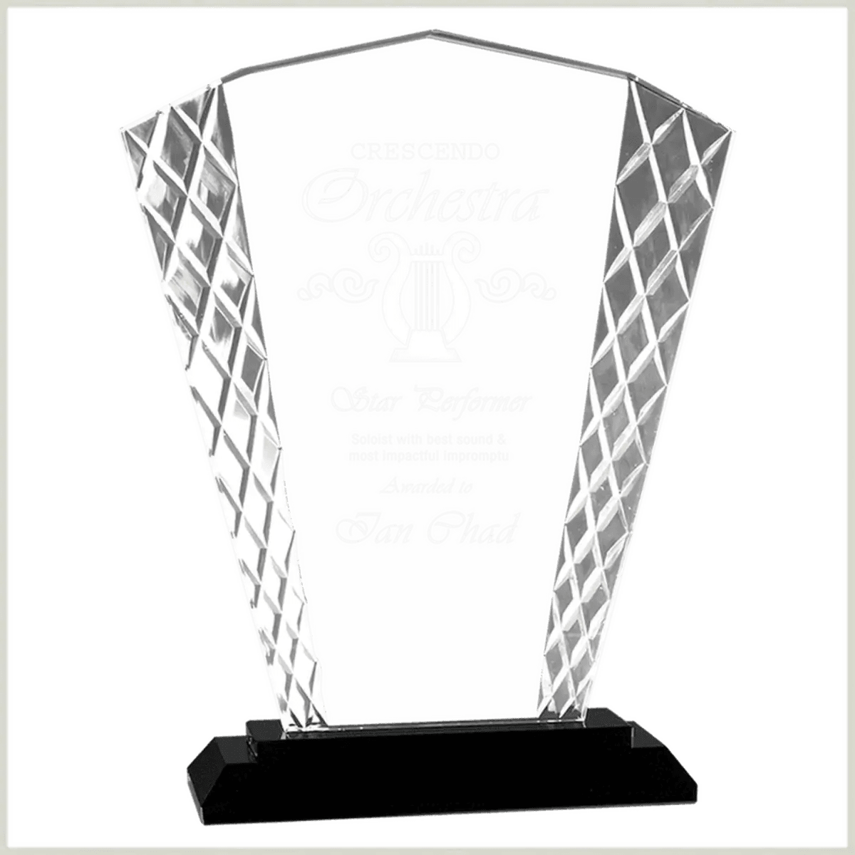 Accent Glass Awards in Fan, Flame, and Diamond Designs - Rectangle