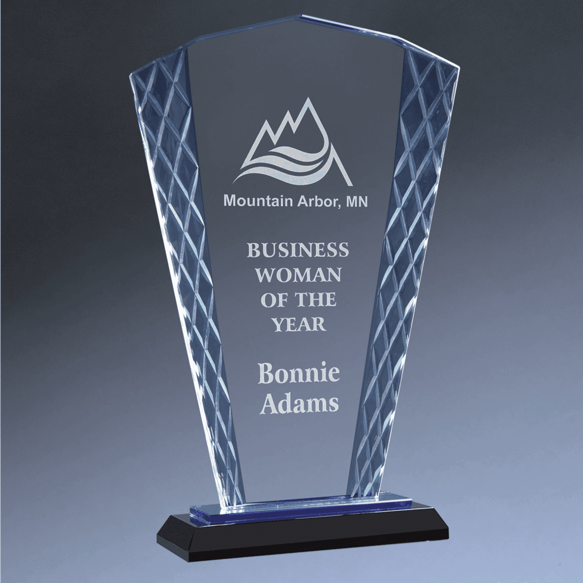 Accent Glass Awards in Fan, Flame, and Diamond Designs - Fan