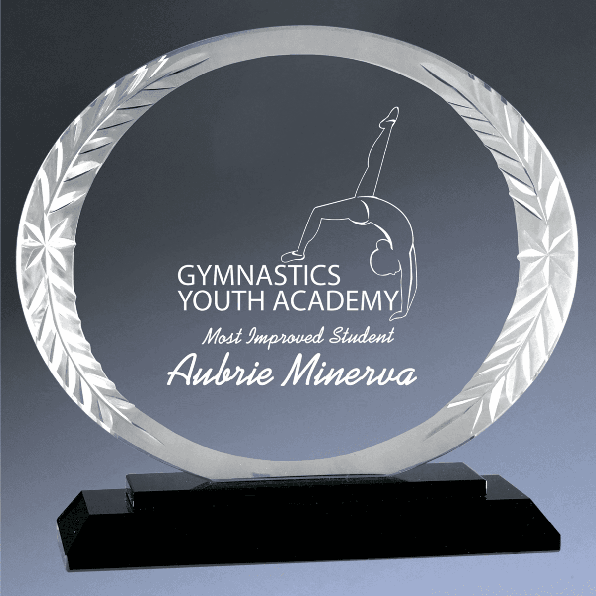 Accent Glass Awards in Fan, Flame, and Diamond Designs - Oval