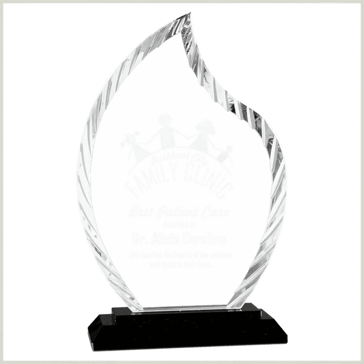 Accent Glass Awards in Fan, Flame, and Diamond Designs - Rectangle