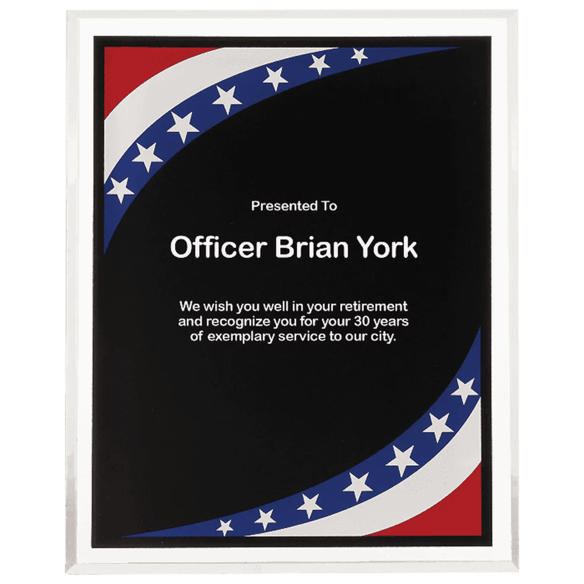 Acrylic Award Plaque – Marble, Stars & Stripes or Solid Black - 7" x 9"
