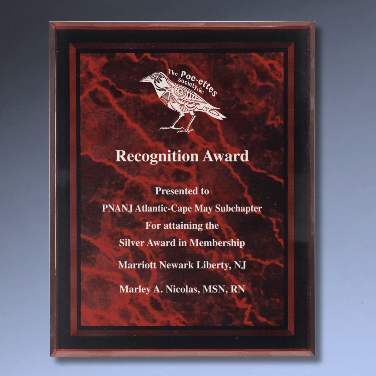 Acrylic Award Plaque – Marble, Stars & Stripes or Solid Black - 7" x 9"
