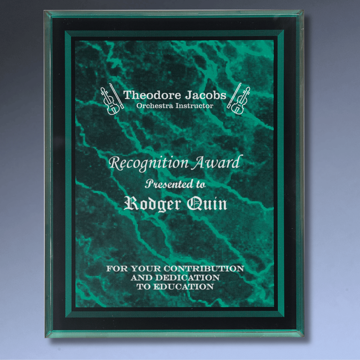 Acrylic Award Plaque – Marble, Stars & Stripes or Solid Black - 7" x 9"