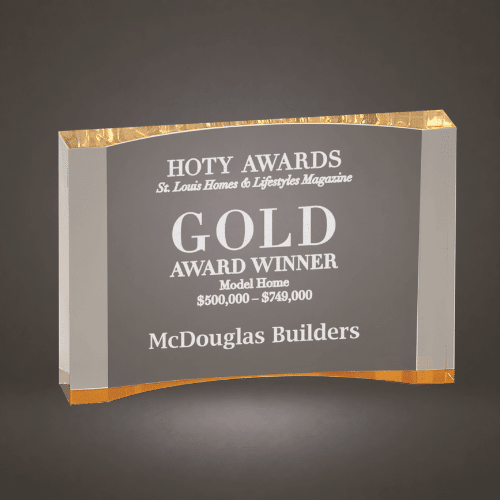Acrylic Crescent Award | Gold or Blue Color Foil Base - Blue