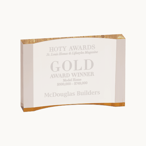 Acrylic Crescent Award | Gold or Blue Color Foil Base - Gold
