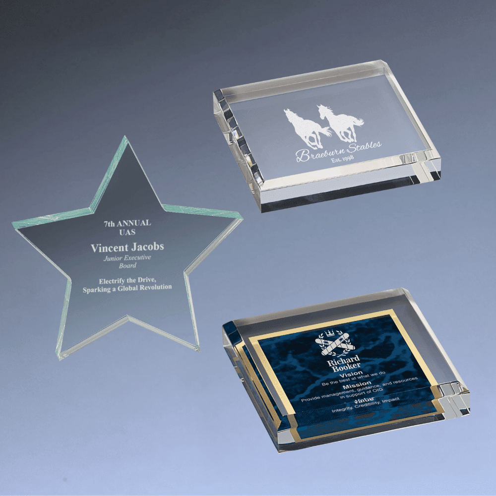 Acrylic Paperweights with Engraved Personalization - Square
