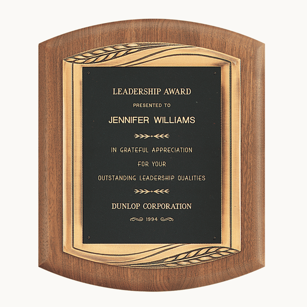 American Walnut Award Plaque with Antique Bronze Frame - 11 1/2" (L) x 14" (H)