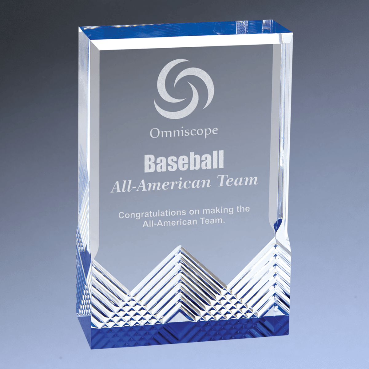 Apex Mirage Acrylic Award - Custom Engraved with Color Accents - Blue