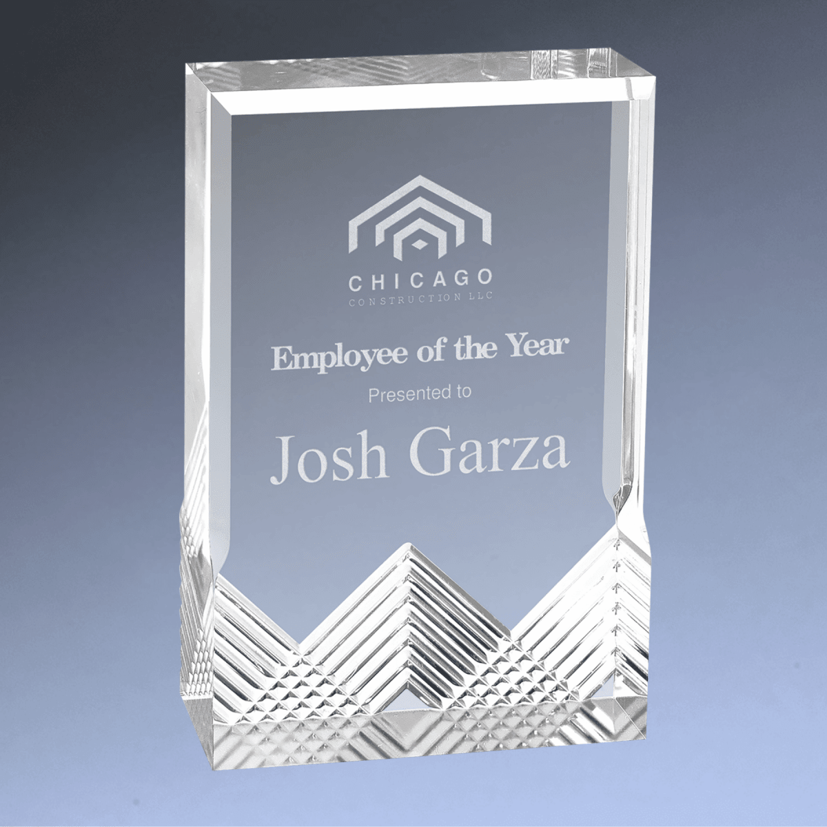 Apex Mirage Acrylic Award - Custom Engraved with Color Accents - Silver