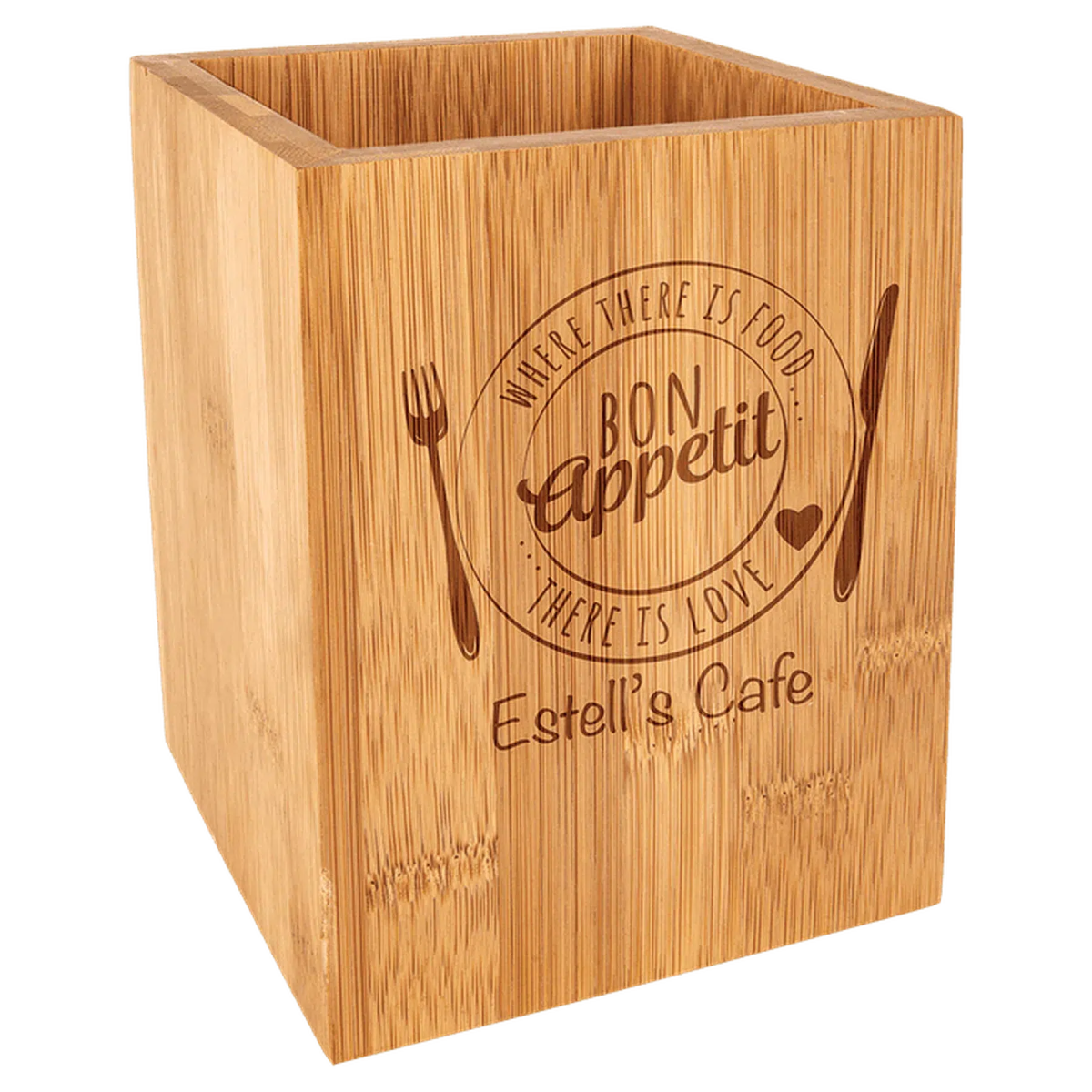 Bamboo Utensil Holder - LightForce Laser Engraving, LLC