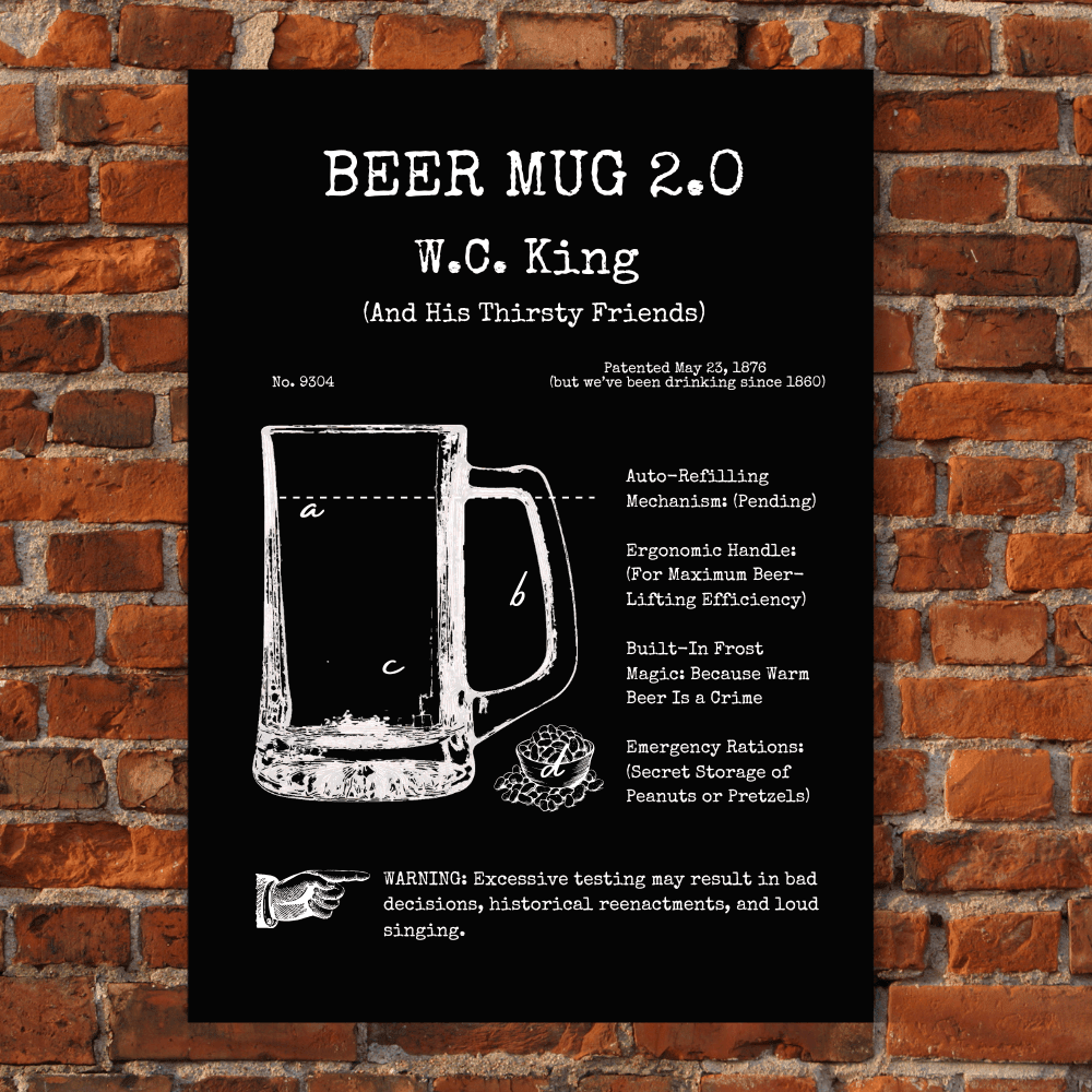 Beer Mug 2.0 Engraved Black Canvas Painting | Bar Humor - 