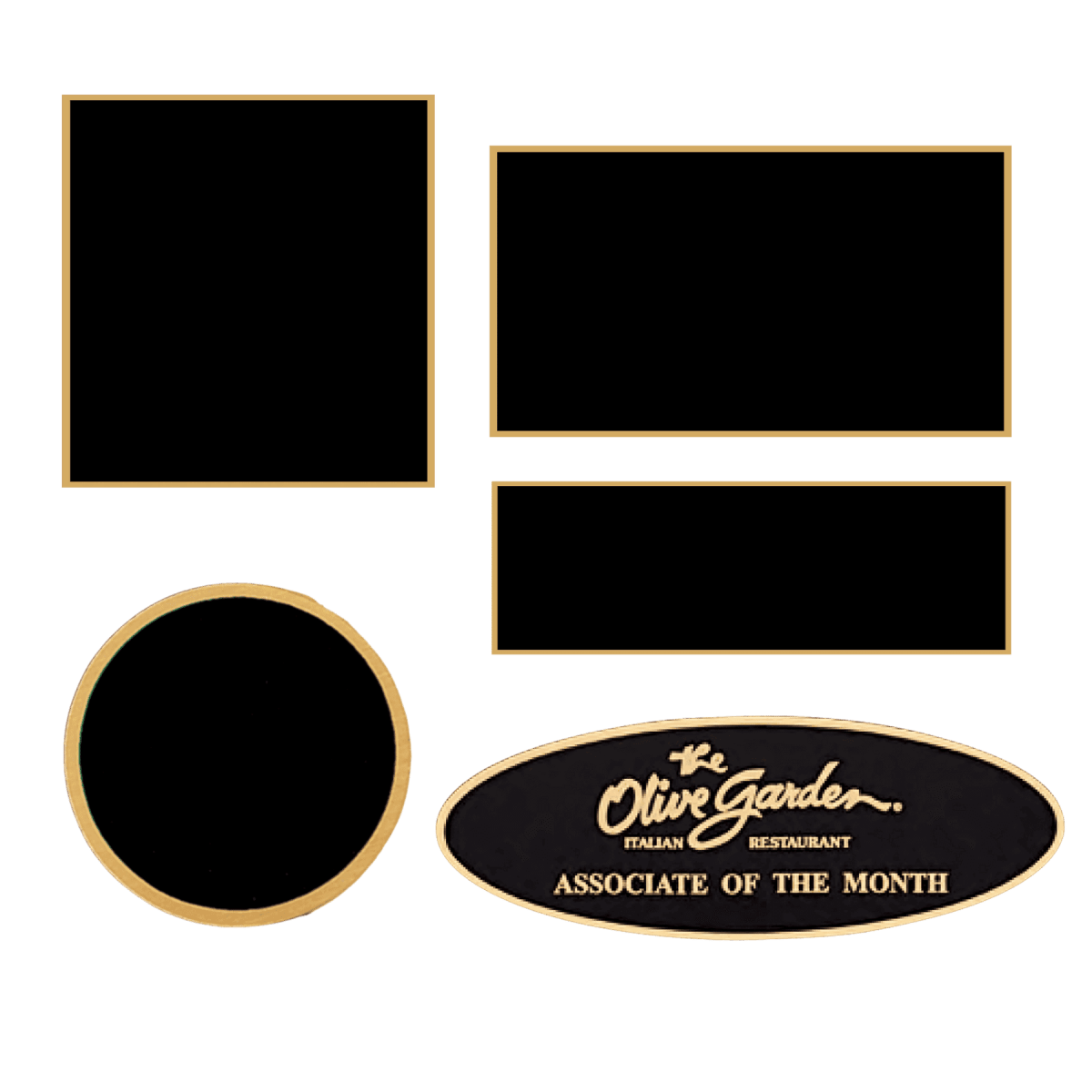 Black Brass Engraving Plates with Gold Border - Square