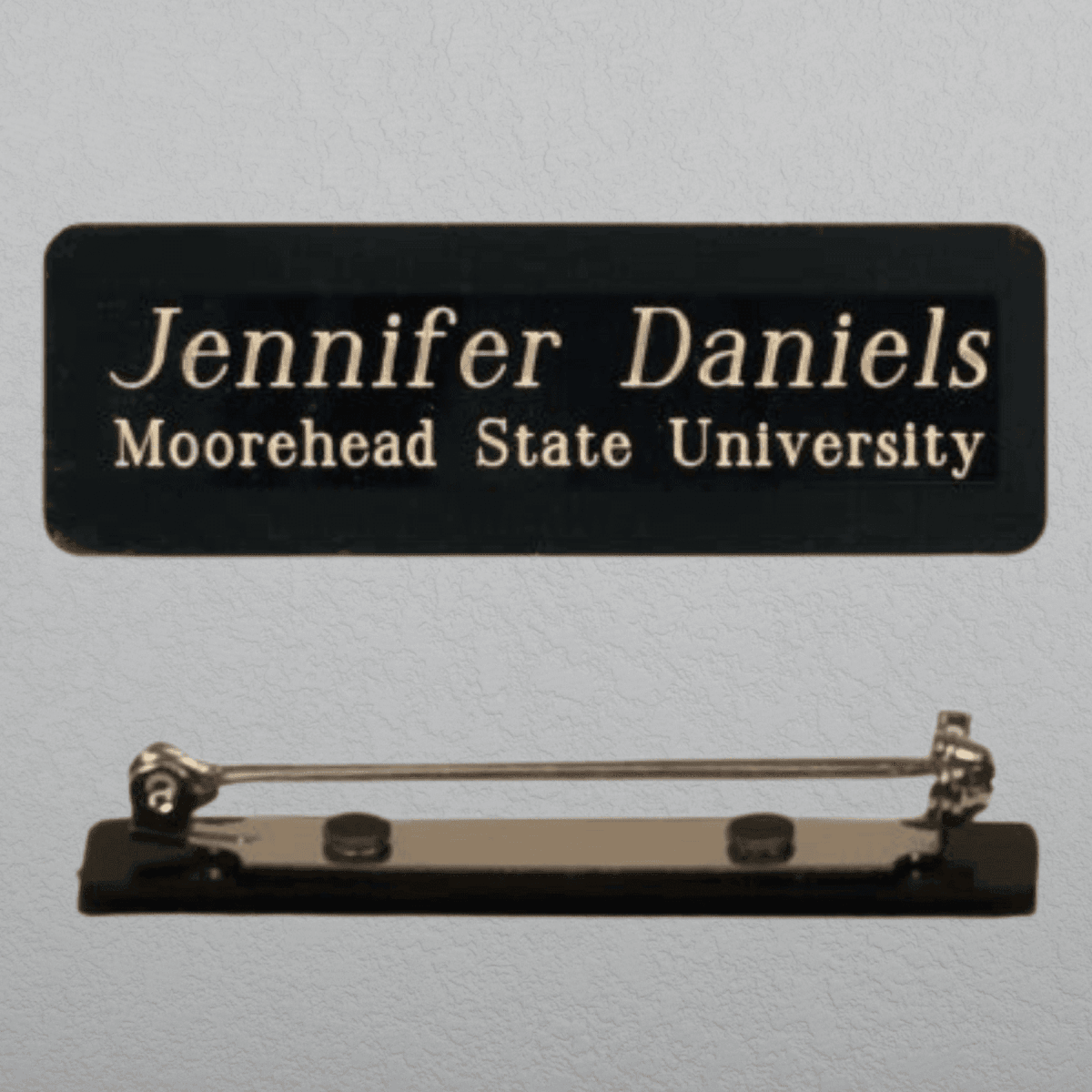 Black Brass Name Badges and Plates - Double Post Clutch Pin Backing